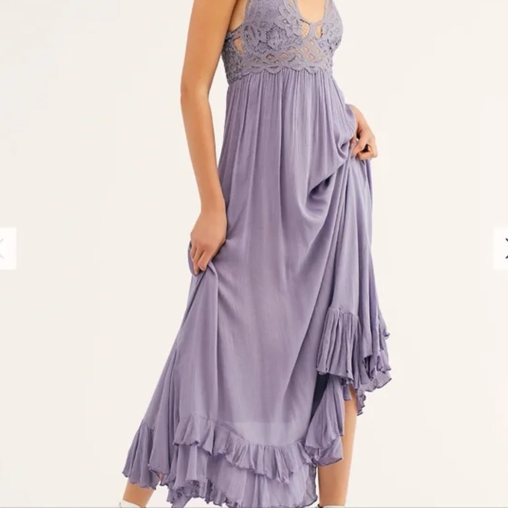 Free People Adella Lace Maxi Slip Dress - Lavender